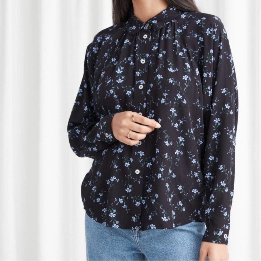 & Other Stories Black Floral Blouse